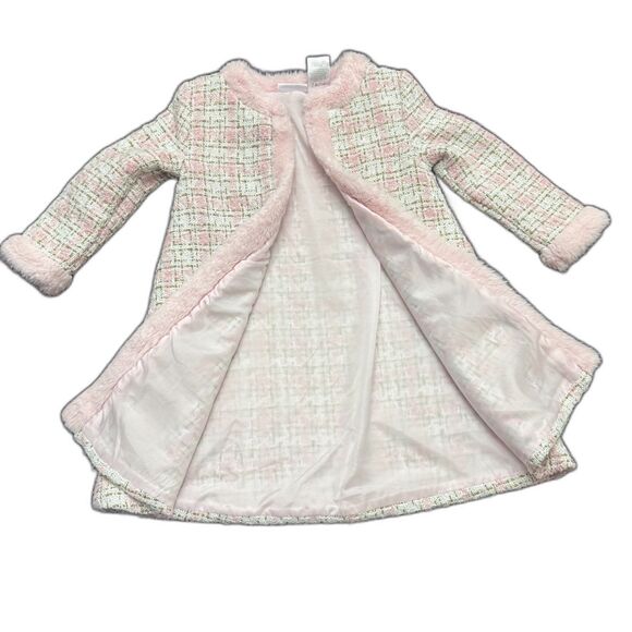 Blueberi Boulevard Pink Tweed Coat Open Front Girls Size 4/5 Princess - Picture 5 of 16